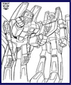 I'm assuming Starscream is the one leaning forward, shaking his fist.