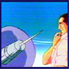 This is Sparkplug, Spike's father. He's looking at the speaker.