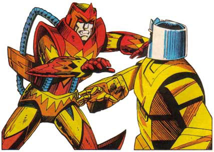 The mad Autobot scientist 'Flame' menaces poor ole Xaaron.