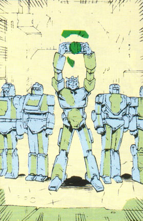 Prime Nova and a lineup of Transformers.